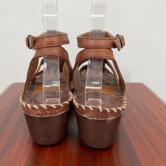 Ariat Women's Leather Brown Wedge Ankle Sandals Size 8B - Picture 6 of 11